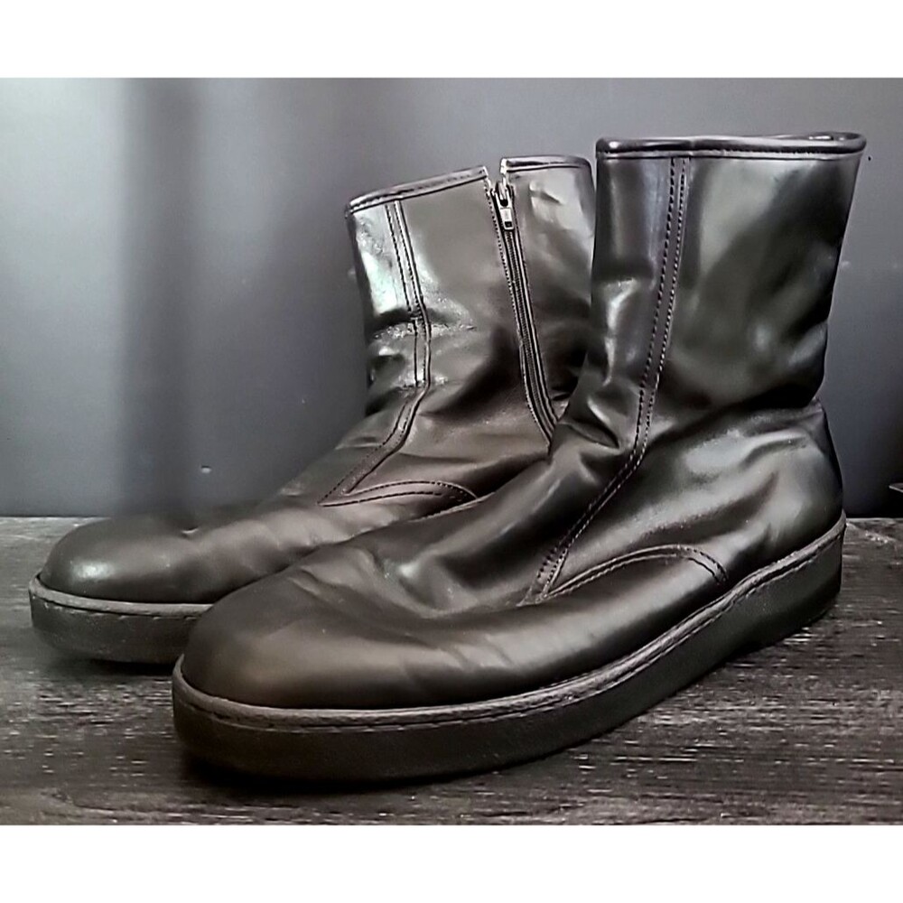 Bates Floaters Black Leather Zip Up Wool Lined Boots VINTAGE Men's Size 13